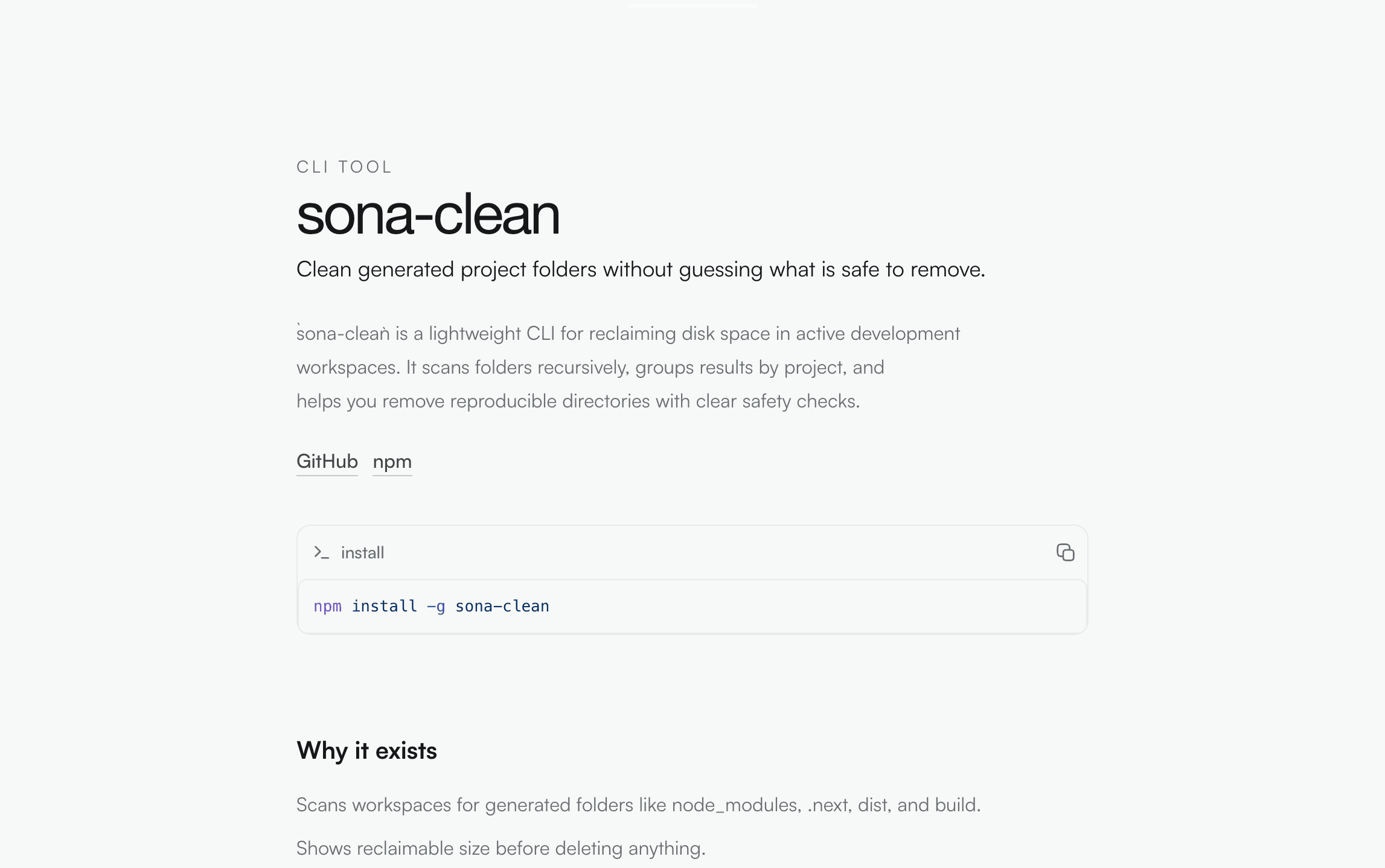 sona-clean project preview